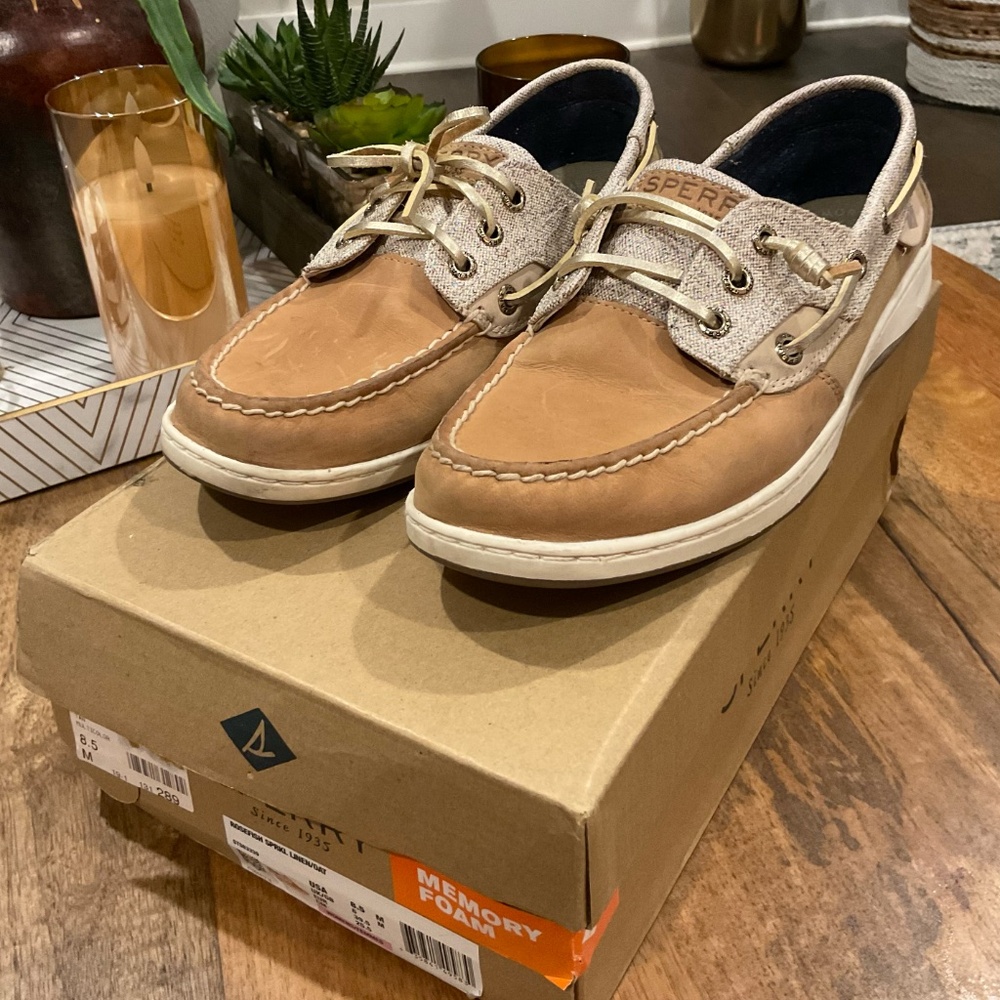 Sperry Rosefish Boat Shoes Linen/Oat Size 8.5
